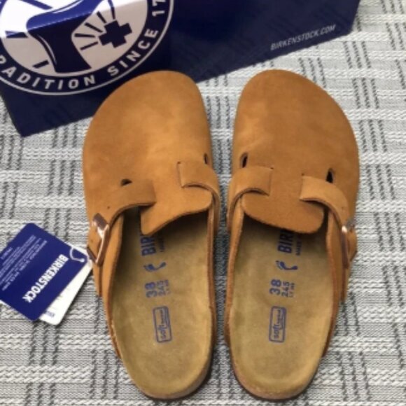 BEST NWT | Women's Mink Suede Birkenstock Boston Shoes - Narrow Fit - Picture 2 of 5